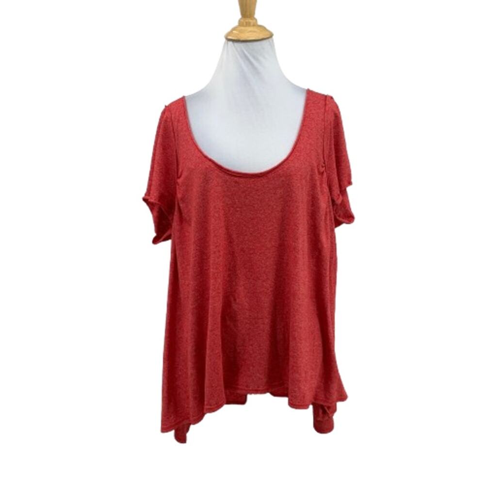 We The Free People Top Womens M Medium Tomato Drapery Asymmetric Hem Lightweight